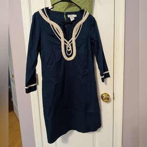 Vineyard Vines Blue Dress with White Braided Trim